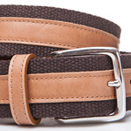 Leather + Fabric Belt // Havana Brown (45"L)