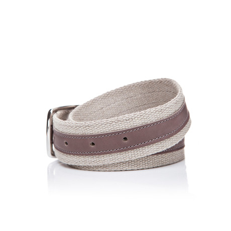 Leather + Fabric Belt // Grey (45"L)