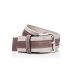 Leather + Fabric Belt // Grey (45"L)