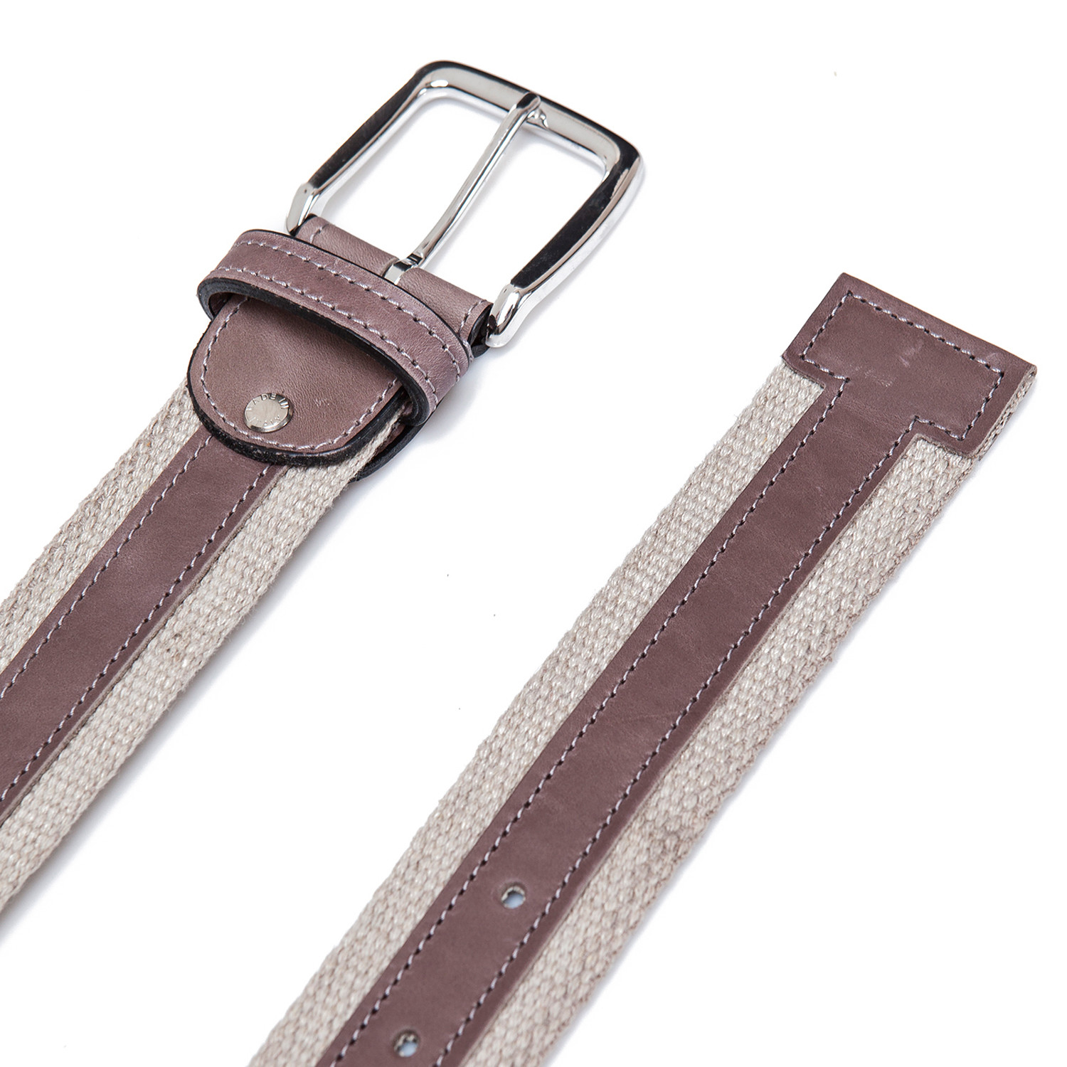 Leather + Fabric Belt // Grey (45