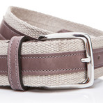 Leather + Fabric Belt // Grey (45"L)