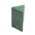 Alligator Patterned Calf Skin Travel Wallet (Black)