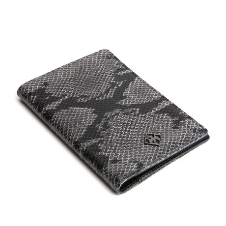 Python Patterned Calf Skin Travel Wallet (Grey)