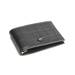 Alligator Patterned Calf Skin Wallet Money Clip (Black)