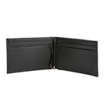 Alligator Patterned Calf Skin Wallet Money Clip (Black)