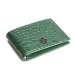 Alligator Patterned Calf Skin Wallet Money Clip (Black)