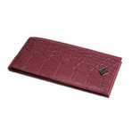 Alligator Patterned Calf Skin Slim Wallet (Black)