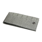 Alligator Patterned Calf Skin Slim Wallet (Black)