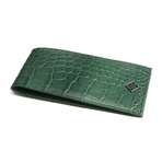 Alligator Patterned Calf Skin Slim Wallet (Black)