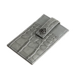 Alligator Patterned Calf Skin Card Money Clip (Black)