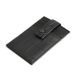 Alligator Patterned Calf Skin Card Money Clip (Black)