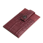 Alligator Patterned Calf Skin Card Money Clip (Black)