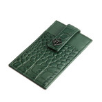 Alligator Patterned Calf Skin Card Money Clip (Black)