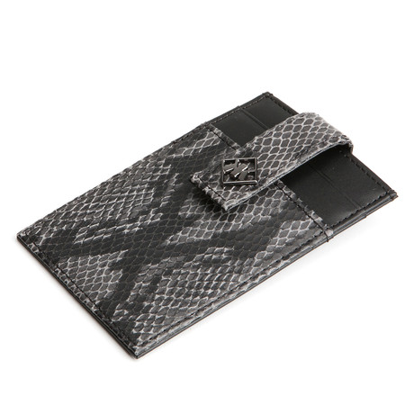 Python Patterned Calf Skin Card Money Clip (Red)