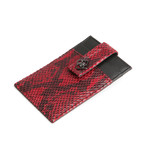 Python Patterned Calf Skin Card Money Clip (Red)