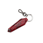 Python Patterned Calf Skin Shield Key Ring (Natural)