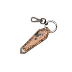 Python Patterned Calf Skin Shield Key Ring (Natural)