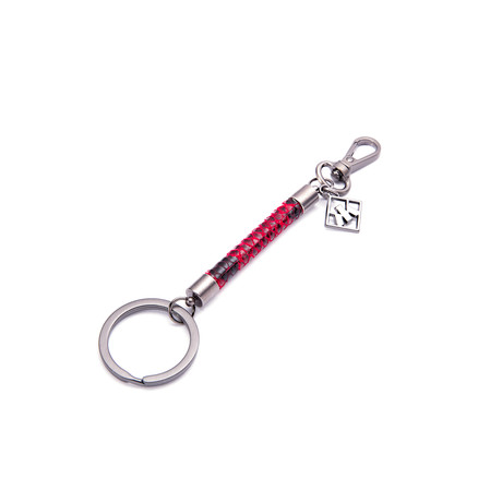 Python Patterned Calf Skin String Key Ring (Red)