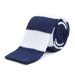 Stripes Knit Tie + Tie Bar // Navy + White