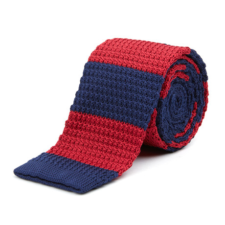 Knit Tie + Tie Bar // Navy + Red