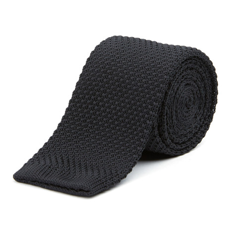 Knit Tie + Tie Bar // Black