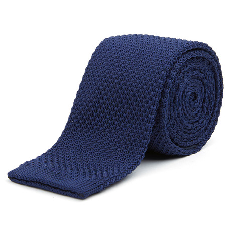 Knit Tie + Tie Bar // Solid Navy