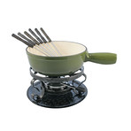 Lugano 9 Piece Cast Iron Fondue Set // Deep Green