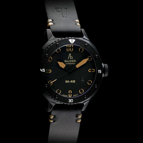 Alessandro Baldieri Magnum M-48 Automatic // AB0061-BKBGD (Black Leather Strap)