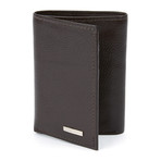 Haines & Bonner // Pebble Grain Leather Tri-fold Wallet // Brown
