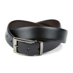 XMI // Reversible Laser Buckle Leather Belt // Black (Waist 32)