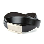 XMI // Reversible Diamond Cut Plaque Leather Belt // Black (Waist 32)