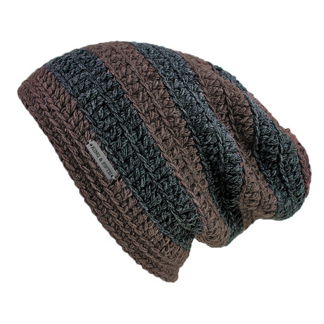 The Beeskie Slouchy Beanie // Brown + Charcoal