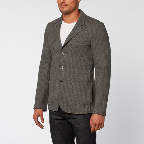 Slate & Stone // Lincoln Knit Blazer // Grey Herringbone (S)