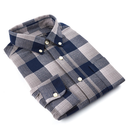 Long Sleeve Button Down Collar Shirt // Blue Buffalo Check (S)