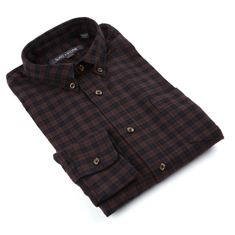 Lucas Button-Down Shirt // Brown Plaid (S)