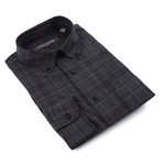 Long Sleeve Button Down Collar Shirt // Black Plaid (S)