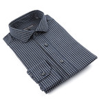 Long Sleeve Spread Collar Shirt // Indigo Mini Check (L)