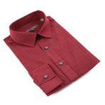 Long Sleeve Spread Collar Shirt // Burgundy Plaid (M)