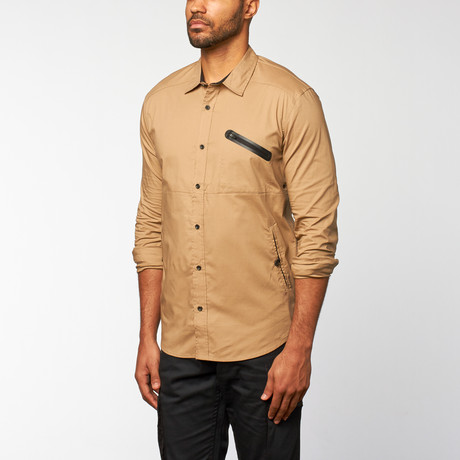 Moose Woven Long-Sleeve Shirt // Khaki (S)