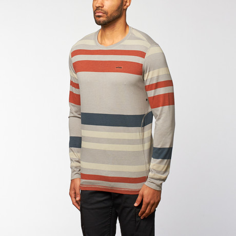 Brady Long-Sleeve Knit Shirt // Heather Grey Stripe (S)