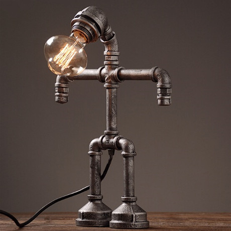 Little Man Lamp + Edison Bulb (Straight Bulb + Swirl Pattern)