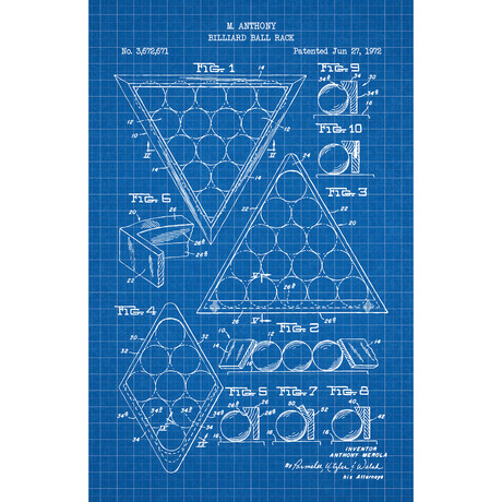 Billiard Ball Rack B // Blue Grid (11"L x 17"W)