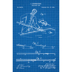 Billiard Cue // Blue Grid (11"L x 17"W)