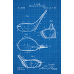 Metallic Golf Club Head // Blue Grid (11"L x 17"W)