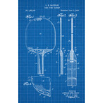 Ping Pong Racket // Blue Grid (11"L x 17"W)