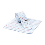 Plaid Skinny Tie + Tie Clip + Pocket Square // Blue + Burgundy