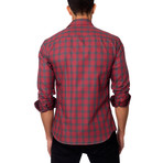 Long-Sleeve Button-Up // Red + Grey Plaid (S)