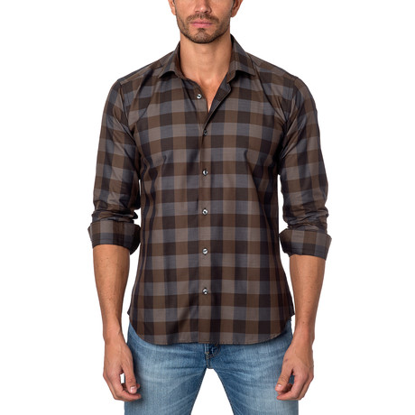 Long-Sleeve Button-Up // Brown Gingham (S)