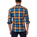 Long-Sleeve Button-Up // Navy + Orange Gingham (S)