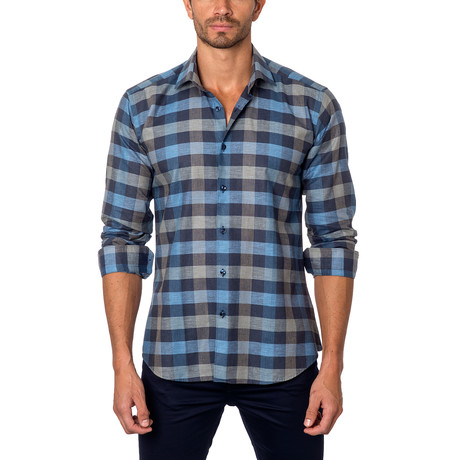 Long-Sleeve Button-Up // Navy + Blue Gingham (S)
